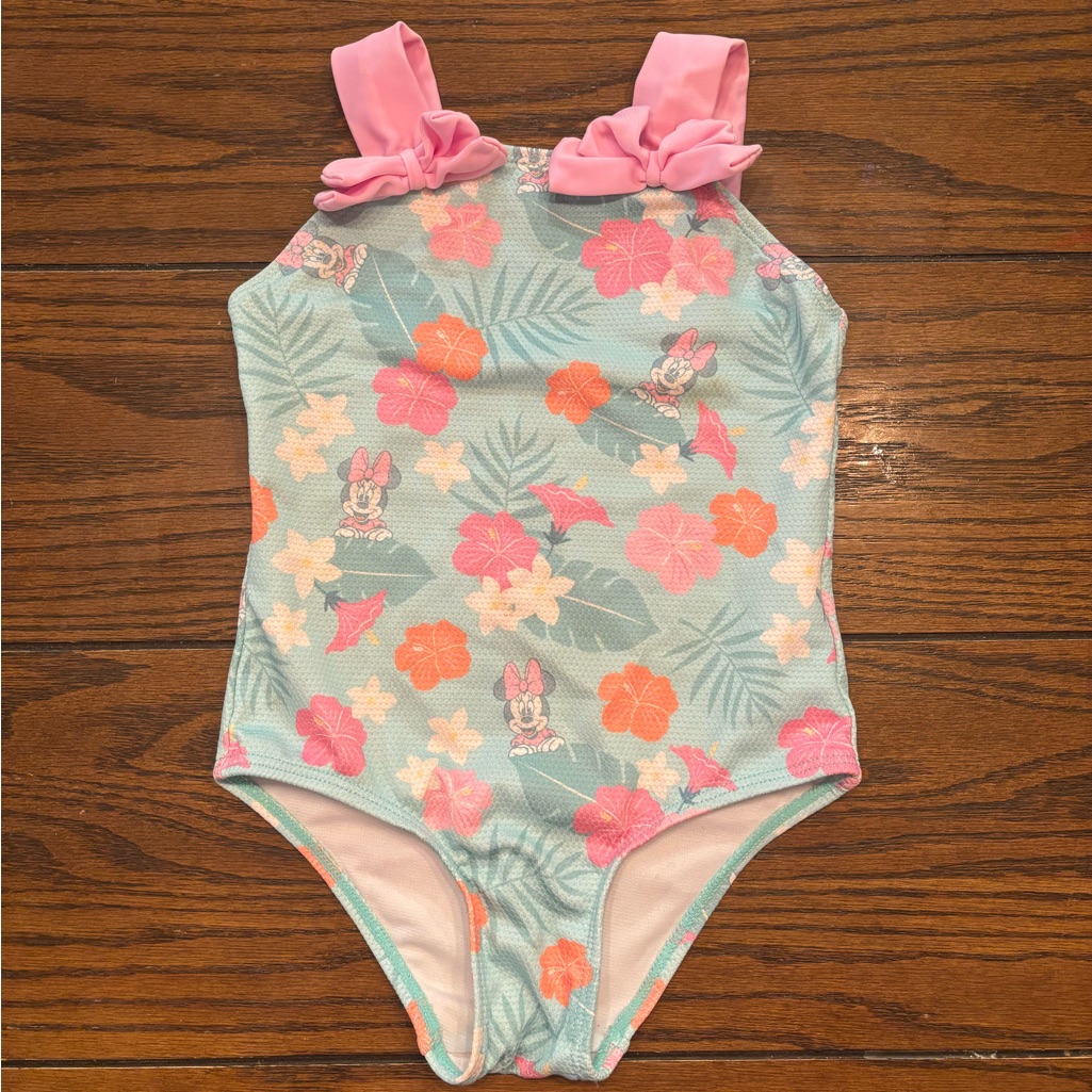 Disney Kids One Piece Swimwear - Pink And Green Floral